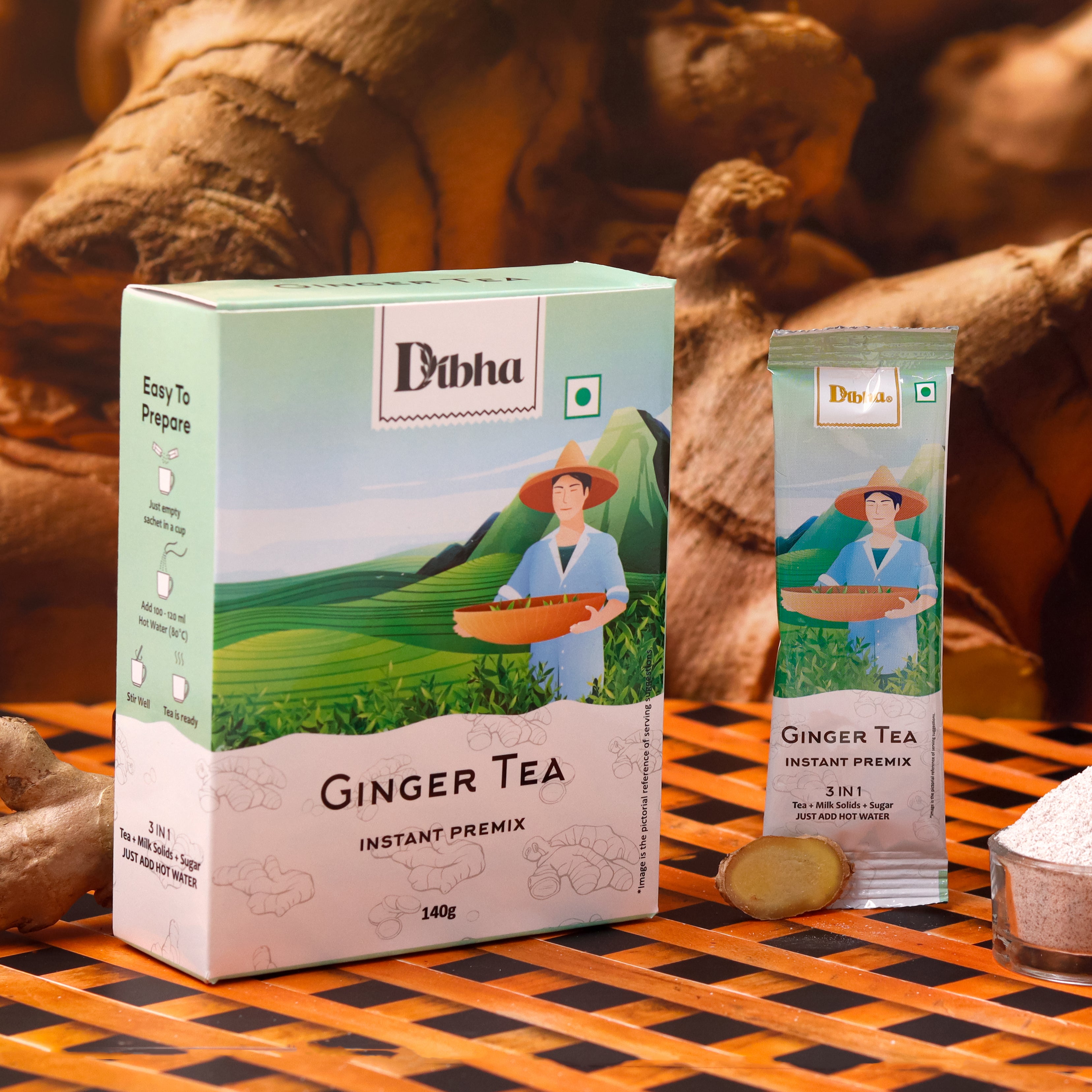 Dibha Instant Ginger Tea Sachet 10 Pcs Pack Of 10 140 G Ruchoks Dibha Instant Ginger Tea Sachet 10 Pcs Pack Of 10 140 G Ruchoks