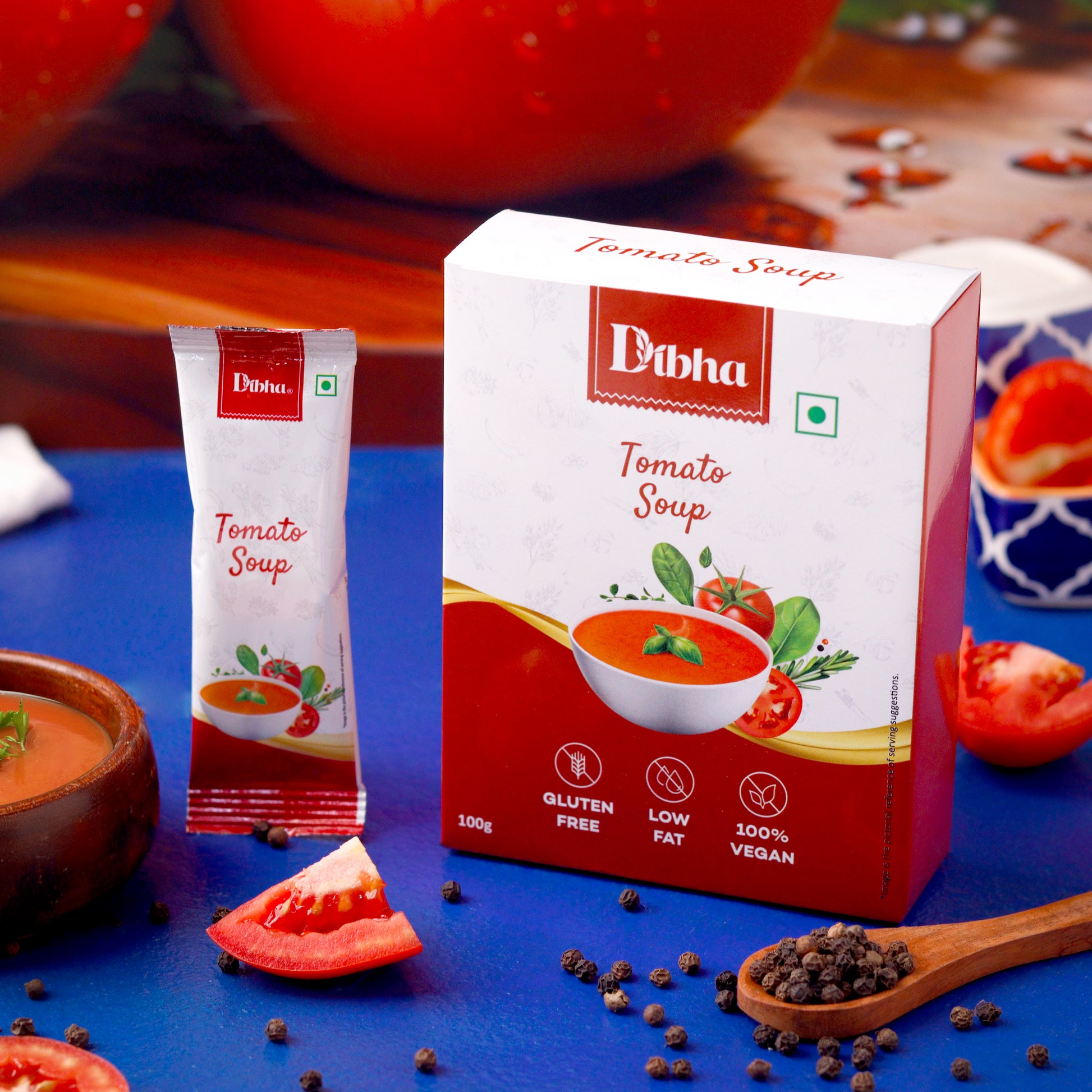 Dibha Tomato Soup Instant Premix Sachet 10 Pcs (Pack of 10),100 g