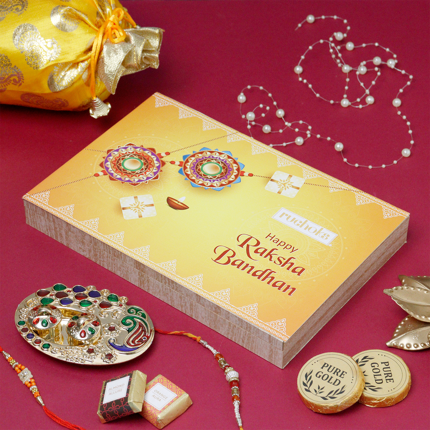 Premium Rakhi Wooden Hamper