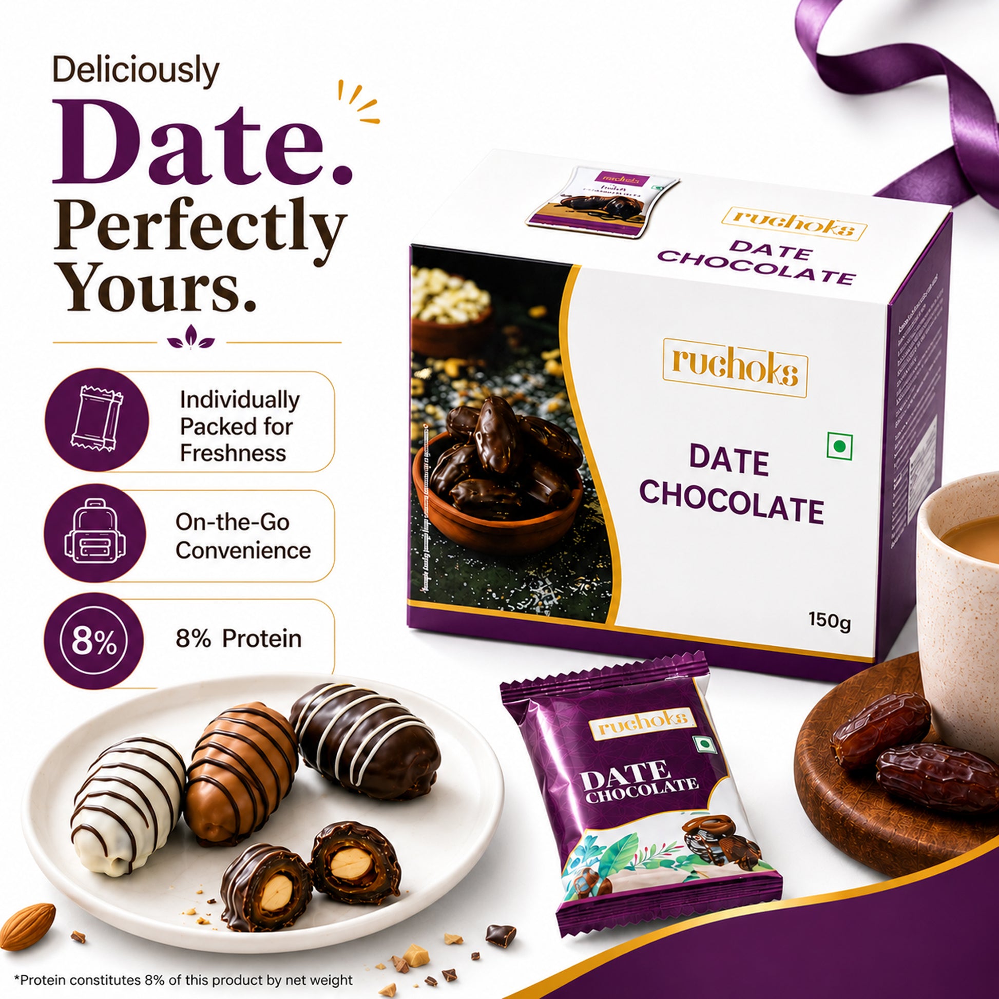 Ruchoks Dates Premium Chocolate Fudges  (150 g)