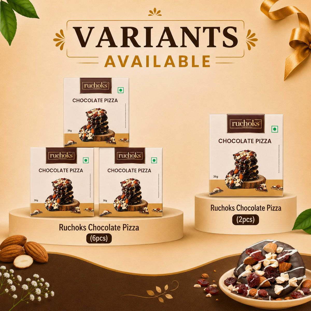 Ruchoks Chocolate Pizza Premium Chocolate Brittles  (10 Units)