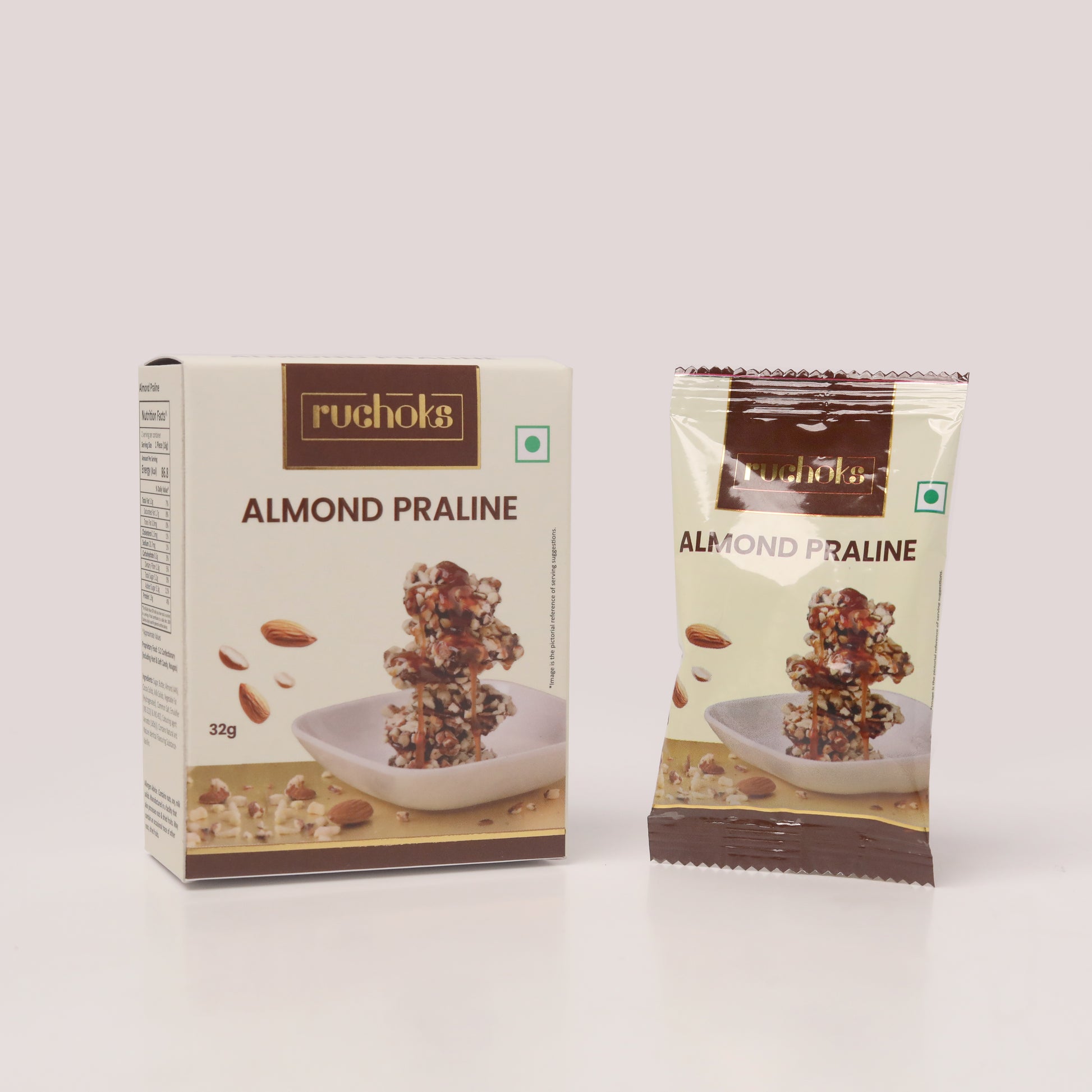 Ruchoks Almond Praline_Premium Chocolate 2 Pcs (Pack of 2),32g