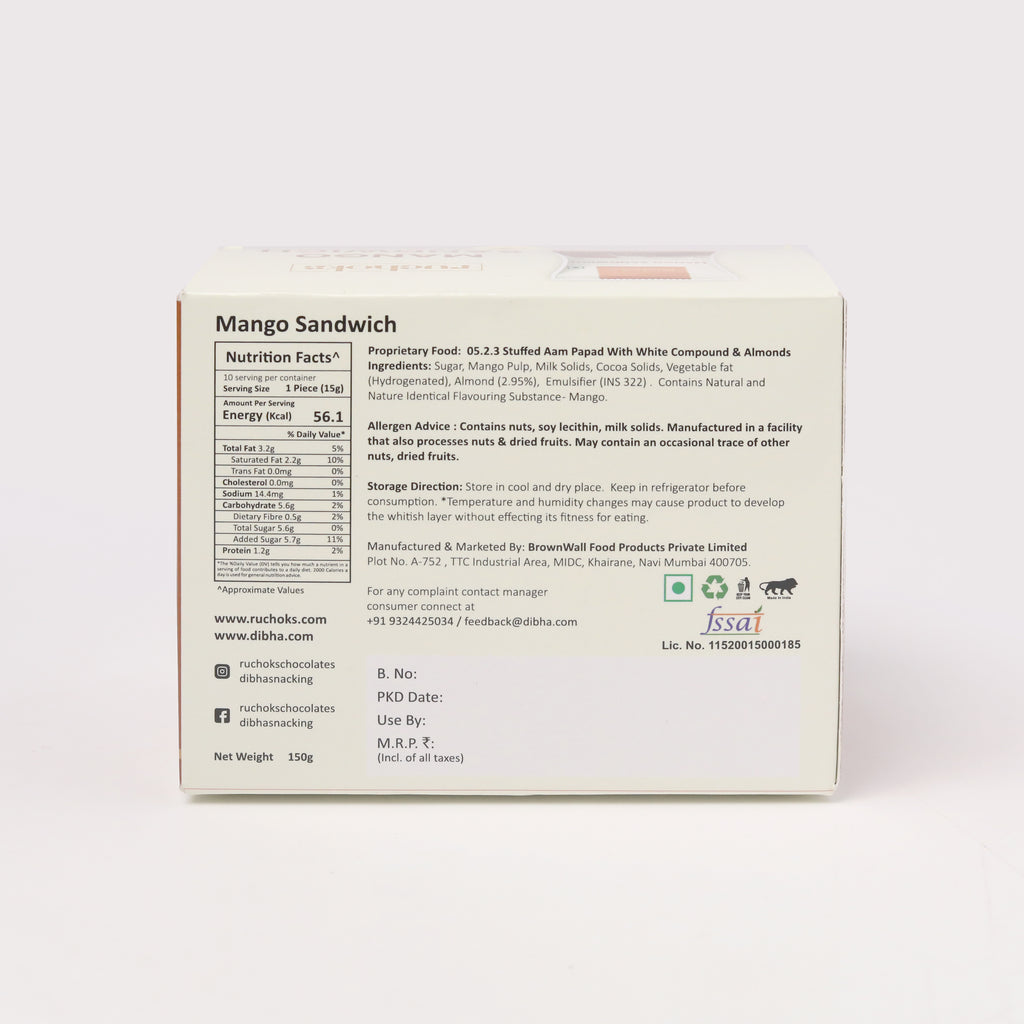 Ruchoks Mango Sandwich_Premium Chocolate Brittles  (10 Units)