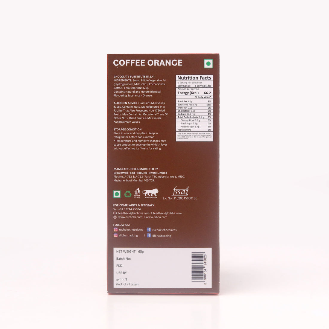 Coffee Orange Chocolate Bar