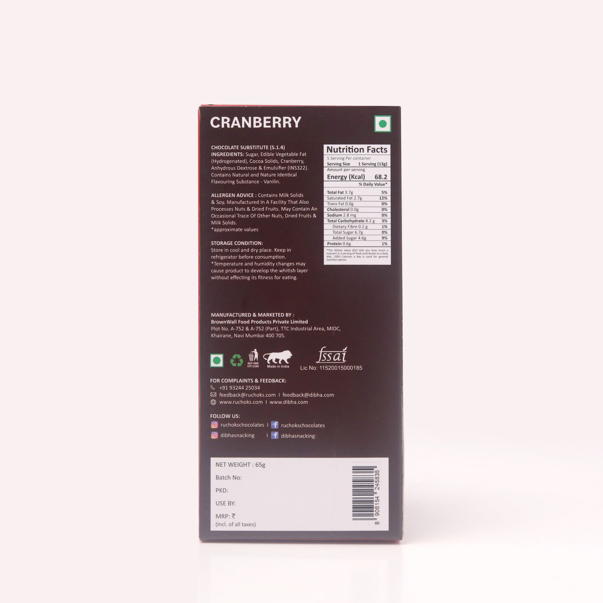 Cranberry Chocolate Bar