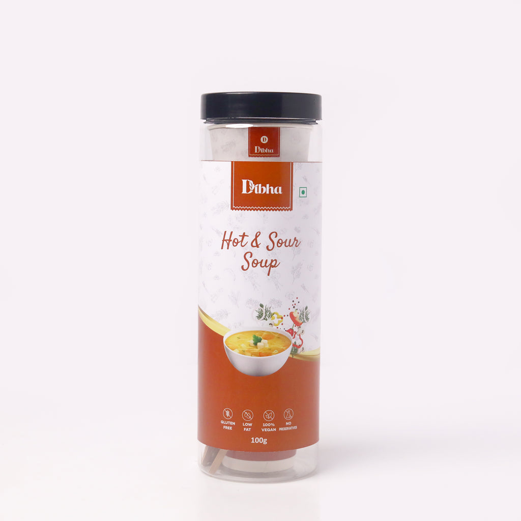 Dibha Instant Premix Hot & Sour Cup Jar Soup 10 Pcs (Pack of 1),100 g