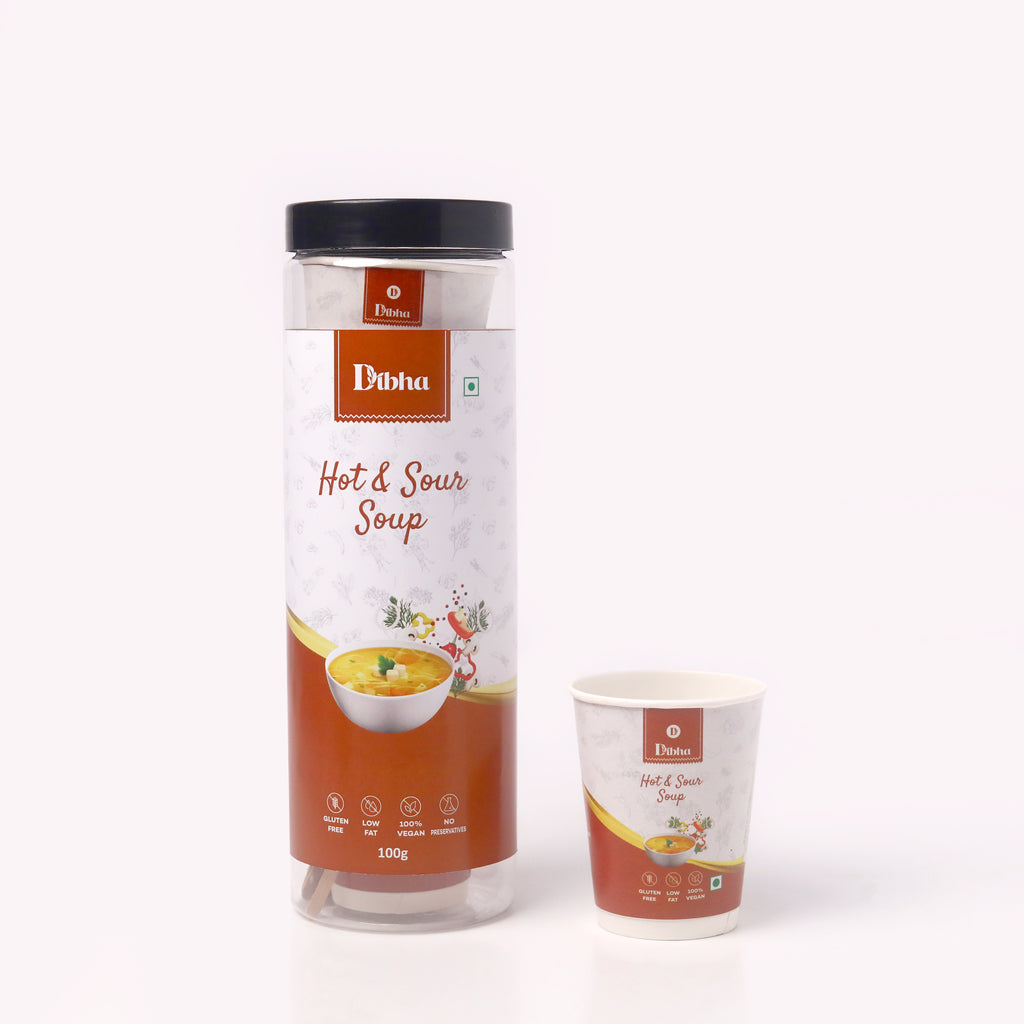 Dibha Instant Premix Hot & Sour Cup Jar Soup 10 Pcs (Pack of 1),100 g