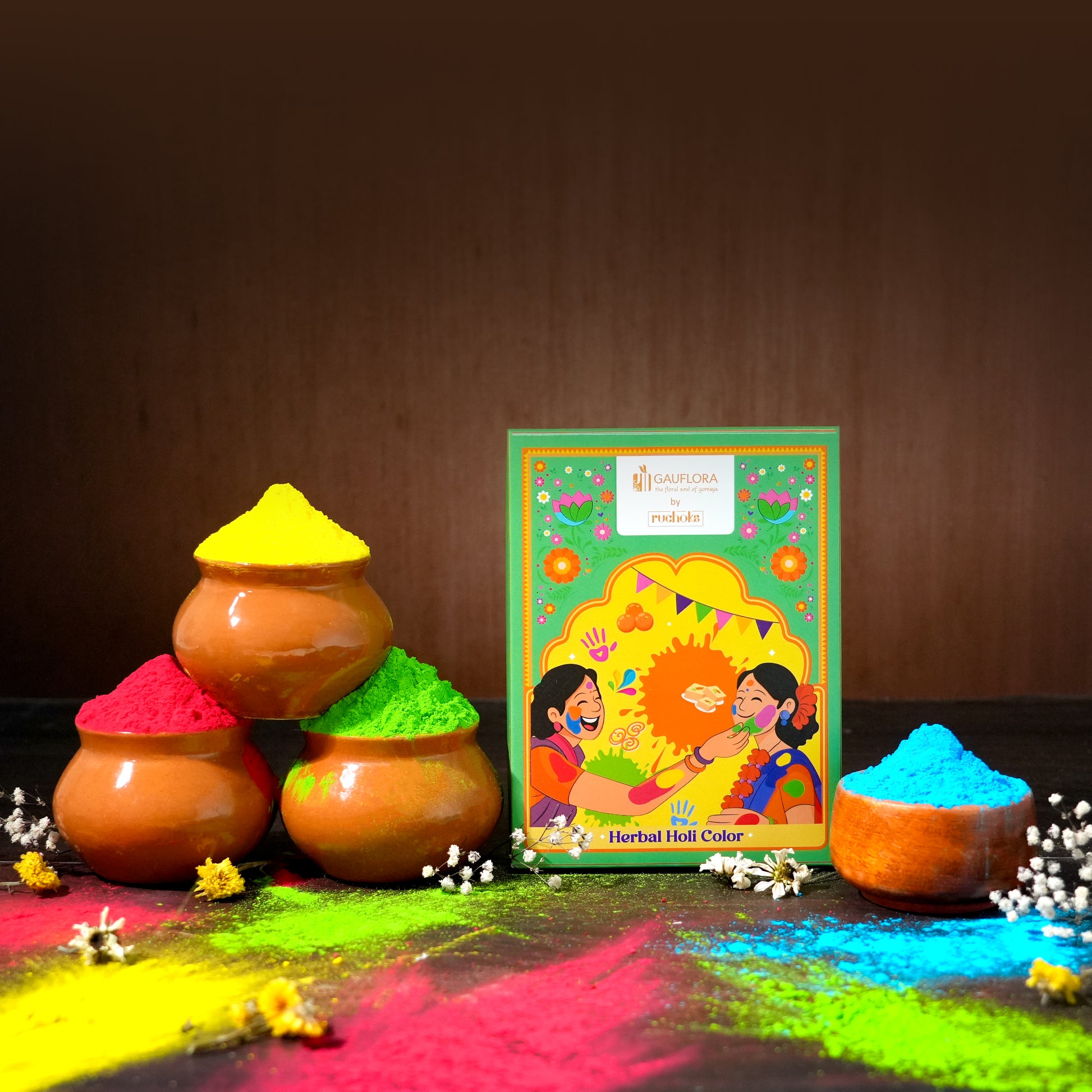 Organic Herbal Holi Colours - Pack of 4 - 400 gms