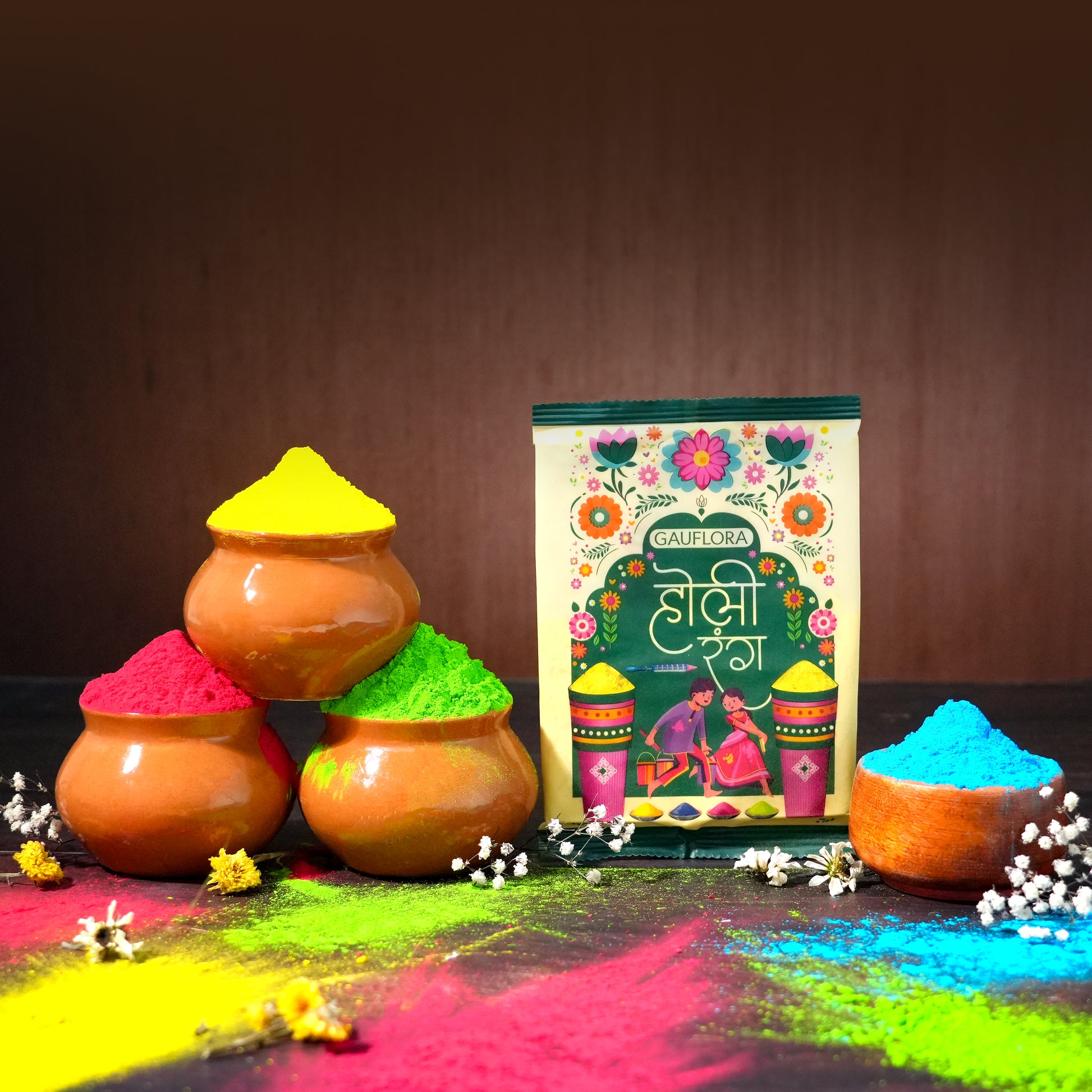 Organic Herbal Holi Colours - Pack of 4 - 400 gms