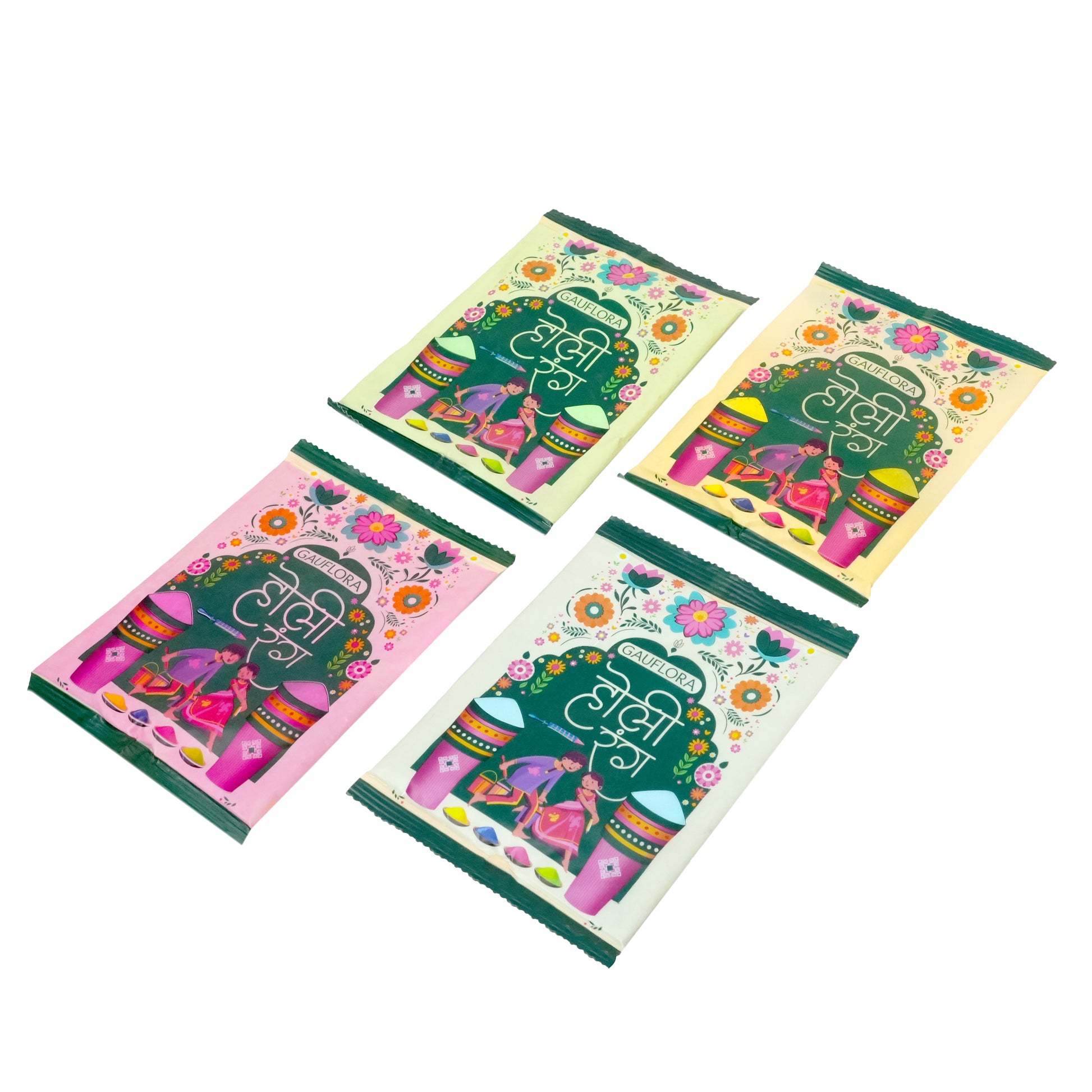 Organic Herbal Holi Colours - Pack of 4 200 gms