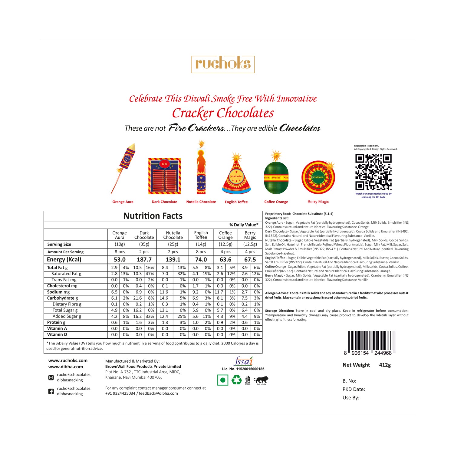 Ruchoks Premium Diwali Box(Kandil) 412 gms (K5)