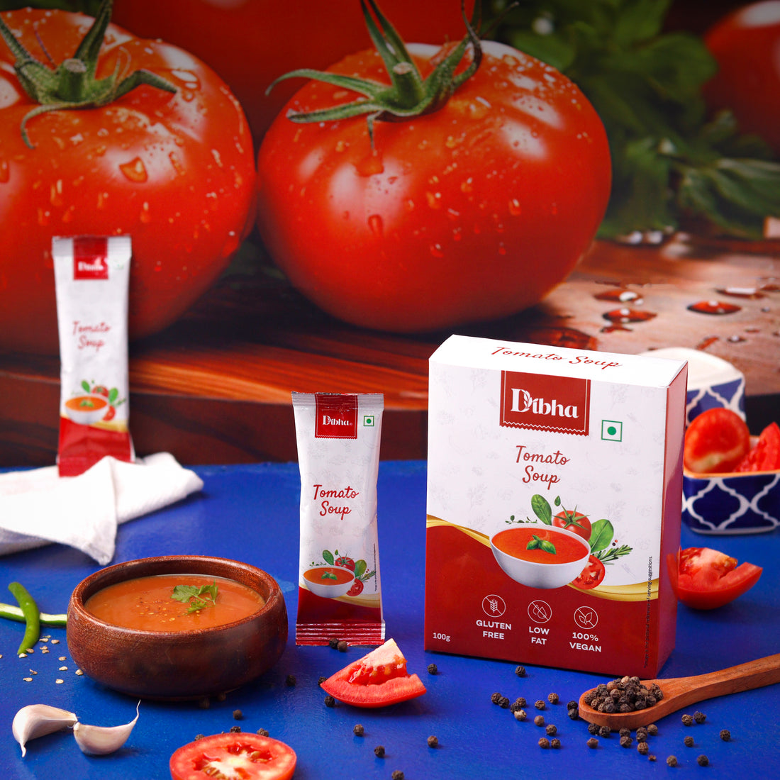 Dibha Tomato Soup Instant Premix Sachet 10 Pcs (Pack of 10),100 g