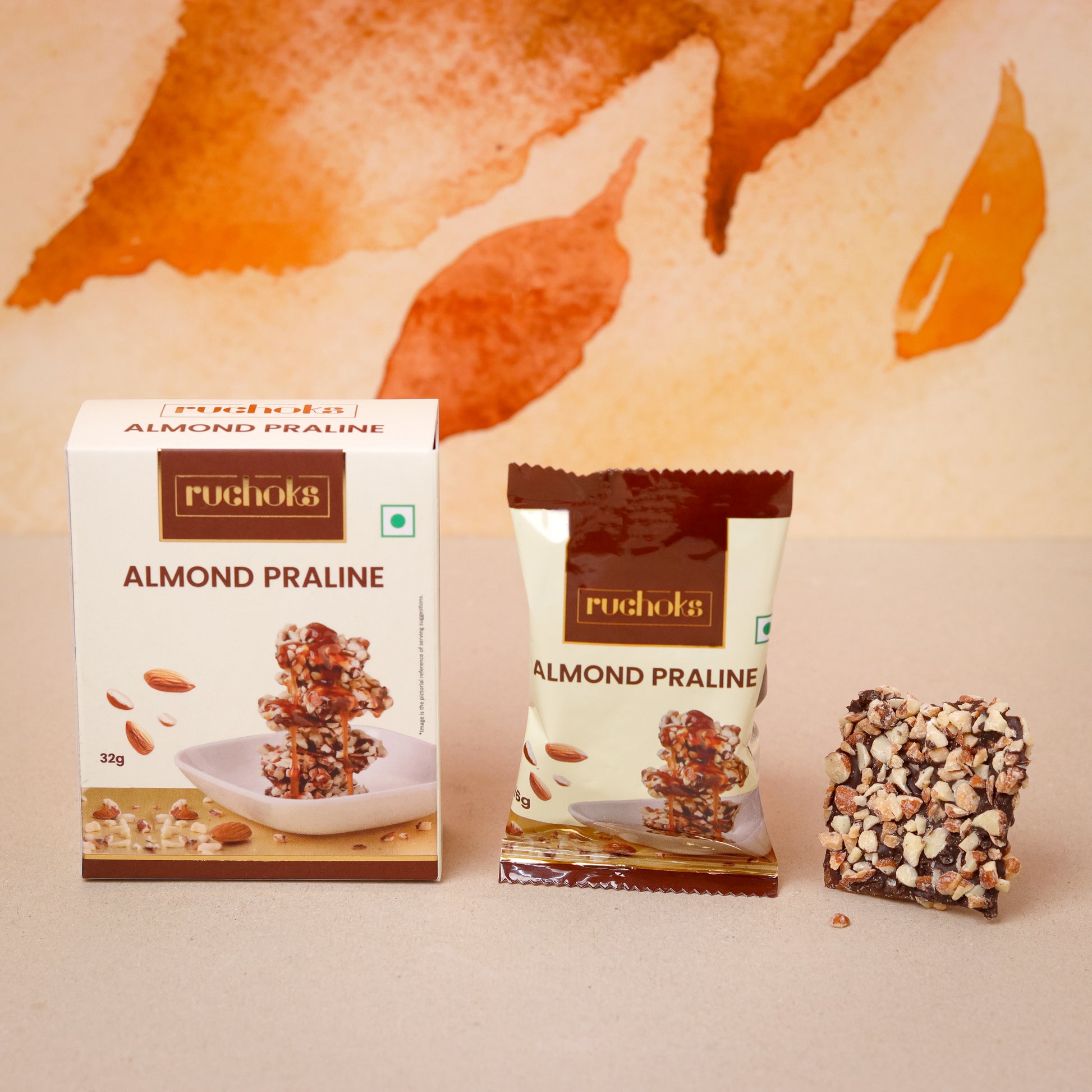 Ruchoks Almond Praline_Premium Chocolate 2 Pcs (Pack of 2),32g
