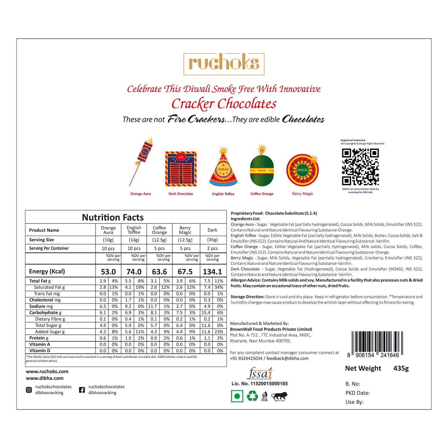 Ruchoks Premium Diwali Cracker Box 435 gms (P1 + Ladi)
