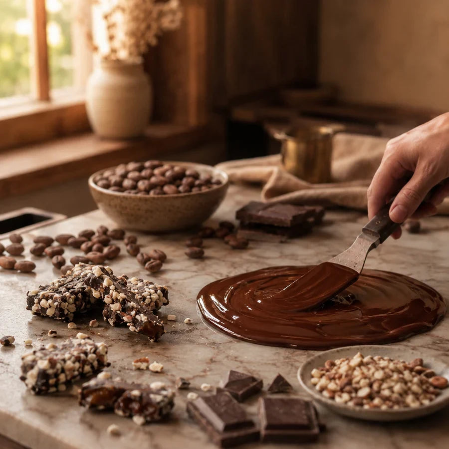 Chocolate being crafted by hand