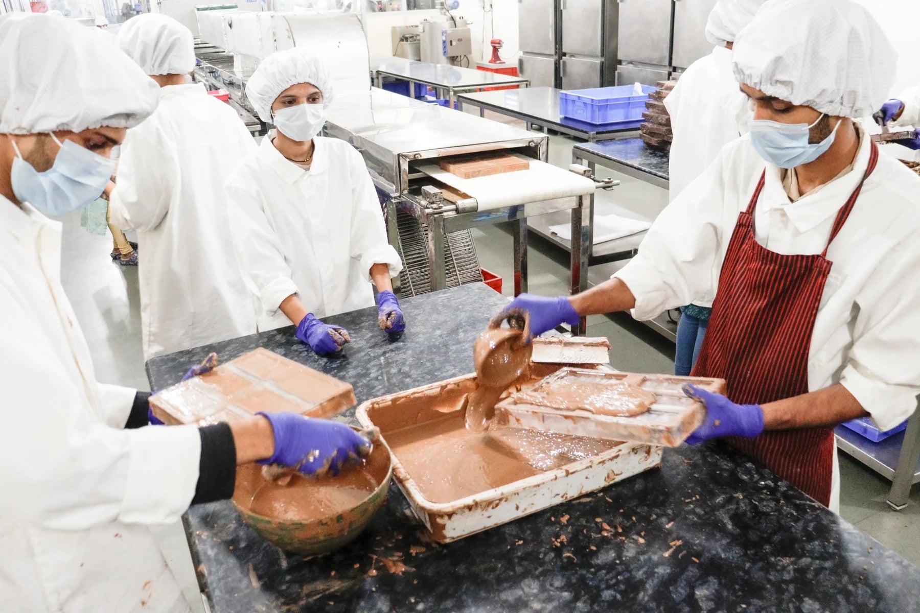 Chocolate production inside the manufacturing facility